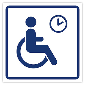 Визуальная пиктограмма «Место кратковременного отдыха или ожидания для инвалидов», ДС88 (пластик 2 мм, 150х150 мм)